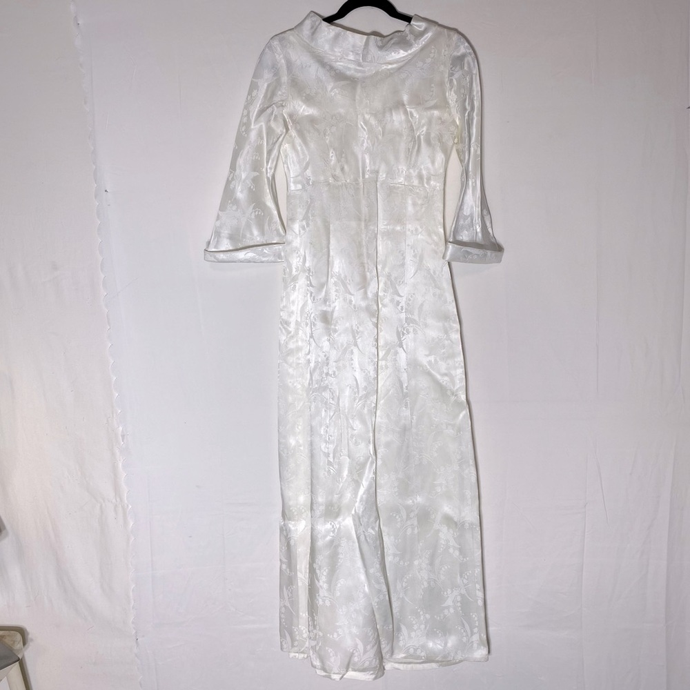 Vintage Handmade Boat Neck 3/4 Sleeve Wedding Dress M